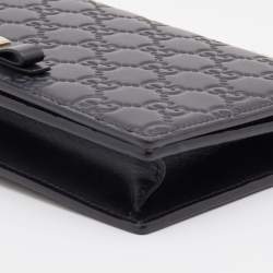 Gucci Black Guccissima Leather Wallet on Chain