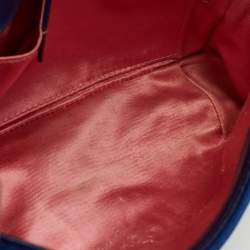 Gucci Blue Matelasse Velvet Mini GG Marmont Shoulder Bag