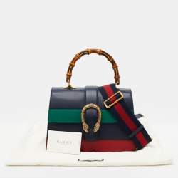 Pre Owned Gucci Tri Color Leather Medium Dionysus Bamboo Top Handle Bag