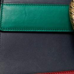 Pre Owned Gucci Tri Color Leather Medium Dionysus Bamboo Top Handle Bag