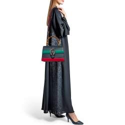 Pre Owned Gucci Tri Color Leather Medium Dionysus Bamboo Top Handle Bag