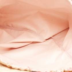 Pre Owned Gucci Natural/Multicolor Woven Straw Cestino Tote