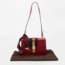Pre Owned Gucci Red Leather Sylvie Shoulder Bag