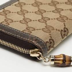 Gucci Beige/Brown GG Canvas and Leather Bamboo Tassel Zip Around Wallet
