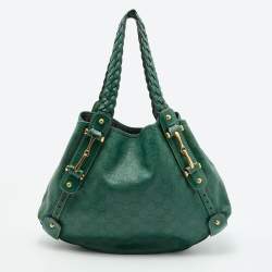 Pre Owned Gucci Green Guccissima Leather Pelham Shoulder Bag