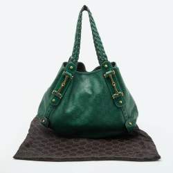 Pre Owned Gucci Green Guccissima Leather Pelham Shoulder Bag