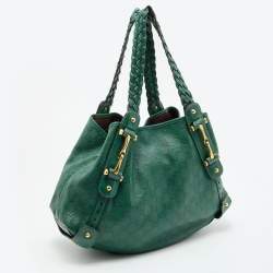 Pre Owned Gucci Green Guccissima Leather Pelham Shoulder Bag