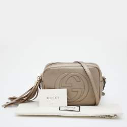 Pre Owned Gucci Metallic Gold Leather Small Soho Disco Crossbody Bag