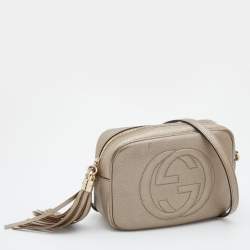 Pre Owned Gucci Metallic Gold Leather Small Soho Disco Crossbody Bag