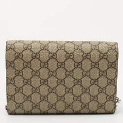 Gucci Beige GG Supreme Canvas and Leather Dionysus Wallet On Chain