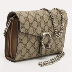 Gucci Beige GG Supreme Canvas and Leather Dionysus Wallet On Chain