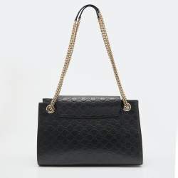 Pre Owned Gucci Black Guccissima Leather Medium Emily Chain Shoulder Bag