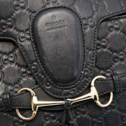 Pre Owned Gucci Black Guccissima Leather Medium Emily Chain Shoulder Bag