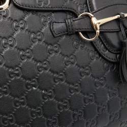 Pre Owned Gucci Black Guccissima Leather Medium Emily Chain Shoulder Bag