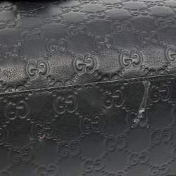 Pre Owned Gucci Black Guccissima Leather Medium Emily Chain Shoulder Bag