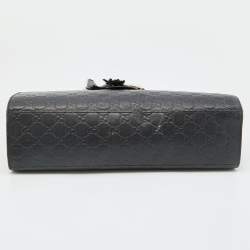 Pre Owned Gucci Black Guccissima Leather Medium Emily Chain Shoulder Bag