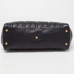 Pre Owned Gucci Black  Matelassé Leather Medium GG Marmont Tote