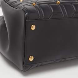 Pre Owned Gucci Black  Matelassé Leather Medium GG Marmont Tote