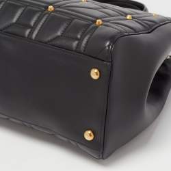 Pre Owned Gucci Black  Matelassé Leather Medium GG Marmont Tote