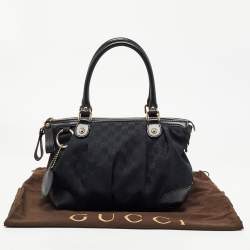 Pre Owned Gucci Black GG Canvas and Leather Sukey Tote