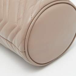 Pre Owned Gucci Beige Matelassé Leather Mini GG Marmont Torchon Bucket Bag