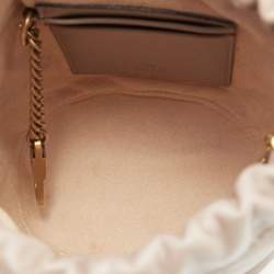 Pre Owned Gucci Beige Matelassé Leather Mini GG Marmont Torchon Bucket Bag