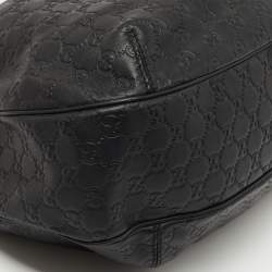 Pre Owned Gucci Black Guccissima Leather Medium New Ladies Web Hobo