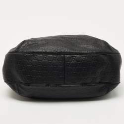 Pre Owned Gucci Black Guccissima Leather Medium New Ladies Web Hobo