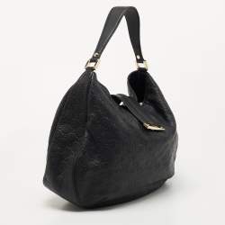 Pre Owned Gucci Black Guccissima Leather Medium New Ladies Web Hobo