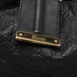 Pre Owned Gucci Black Guccissima Leather Medium New Ladies Web Hobo