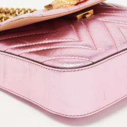 Gucci Metallic Pink Matelasse Leather Broadway Shoulder Bag