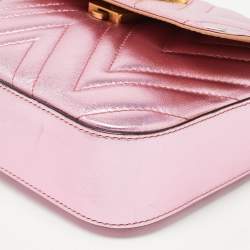 Gucci Metallic Pink Matelasse Leather Broadway Shoulder Bag