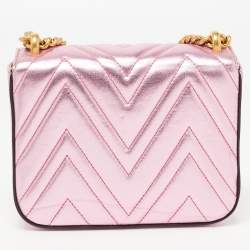 Gucci Metallic Pink Matelasse Leather Broadway Shoulder Bag