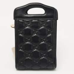 Pre Owned Gucci Black Guccissima Leather Mini Cut Out Handle Crossbody Bag