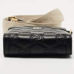 Pre Owned Gucci Black Guccissima Leather Mini Cut Out Handle Crossbody Bag