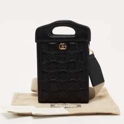 Pre Owned Gucci Black Guccissima Leather Mini Cut Out Handle Crossbody Bag