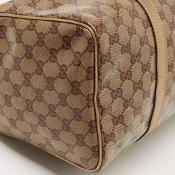 Pre Owned Gucci Gold GG Crystal Canvas and Leather Medium Joy Boston Bag