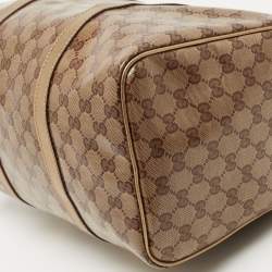 Pre Owned Gucci Gold GG Crystal Canvas and Leather Medium Joy Boston Bag