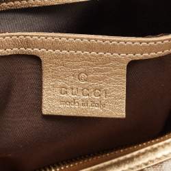 Pre Owned Gucci Gold GG Crystal Canvas and Leather Medium Joy Boston Bag