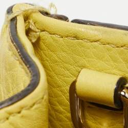 Pre Owned Gucci Yellow Leather Mini Bamboo Tote