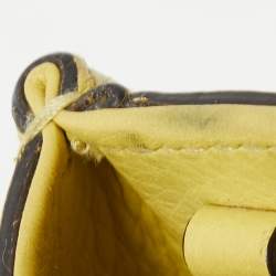 Pre Owned Gucci Yellow Leather Mini Bamboo Tote