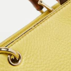Pre Owned Gucci Yellow Leather Mini Bamboo Tote