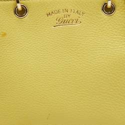 Pre Owned Gucci Yellow Leather Mini Bamboo Tote