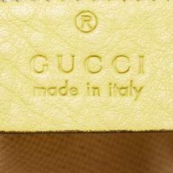 Pre Owned Gucci Yellow Leather Mini Bamboo Tote