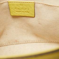 Pre Owned Gucci Yellow Leather Mini Bamboo Tote