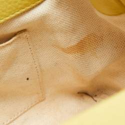 Pre Owned Gucci Yellow Leather Mini Bamboo Tote