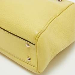 Pre Owned Gucci Yellow Leather Mini Bamboo Tote