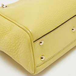 Pre Owned Gucci Yellow Leather Mini Bamboo Tote