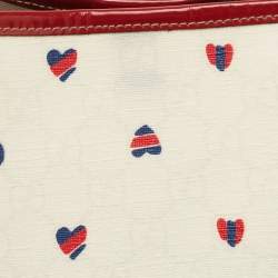 Pre Owned Gucci Red/White GG Supreme Coated Canvas and Leather Large Heart Joy Tote