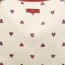 Pre Owned Gucci Red/White GG Supreme Coated Canvas and Leather Large Heart Joy Tote